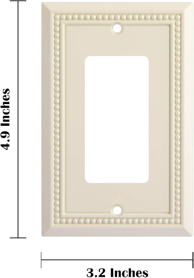Henne Bery Sunken Pearls Heavy Duty Decorative Wall Plate Switch Plate Outlet Cover (Single Decorator, 3 Pack, Light Almond)