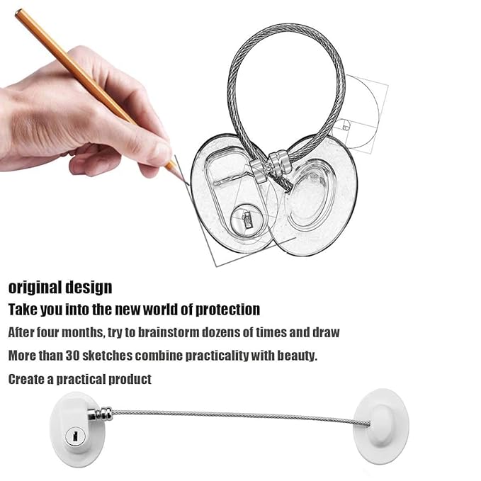 3 Pack Refrigerator Locks with 6 Keys,Child Safety Fridge Lock,Refrigerator Lock Combination,Mini Fridge,File Drawer,Toilet Seat Lock with Strong Adhesive (White)