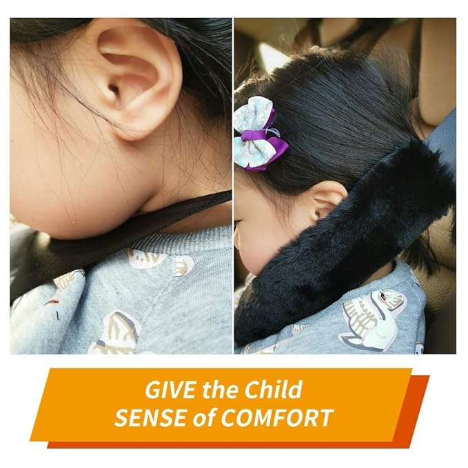 4Pack Seatbelt Covers for Kids,Seat Belt Cushion Cover,Infant Baby Car Seat Neck Shoulder Strap Pads,Soft Newborn Carseat Stroller Straps Covers Accessories(Black)
