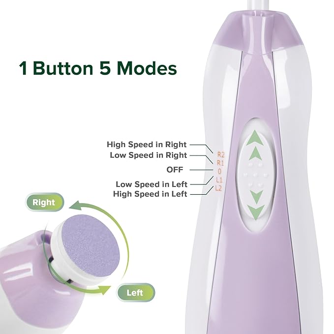 haakaa Baby Nail Trimmer Electric Baby Nail Clippers Kit for Newborn, Toddler or Adults Fingernails and Toenails Care, Baby Nail Care Set & Extra 4 Replacement Pads Combo - Lavender