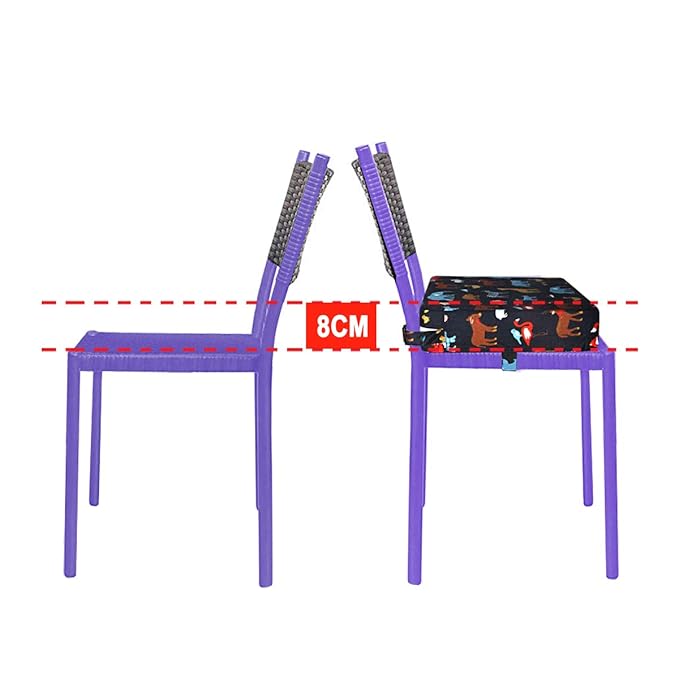 Dining Chair Heightening Cushion Portable Dismountable Adjustable Highchair Booster for Baby Toddler Kids Infant Washable Thick Chair Seat Pad Mat (Black)
