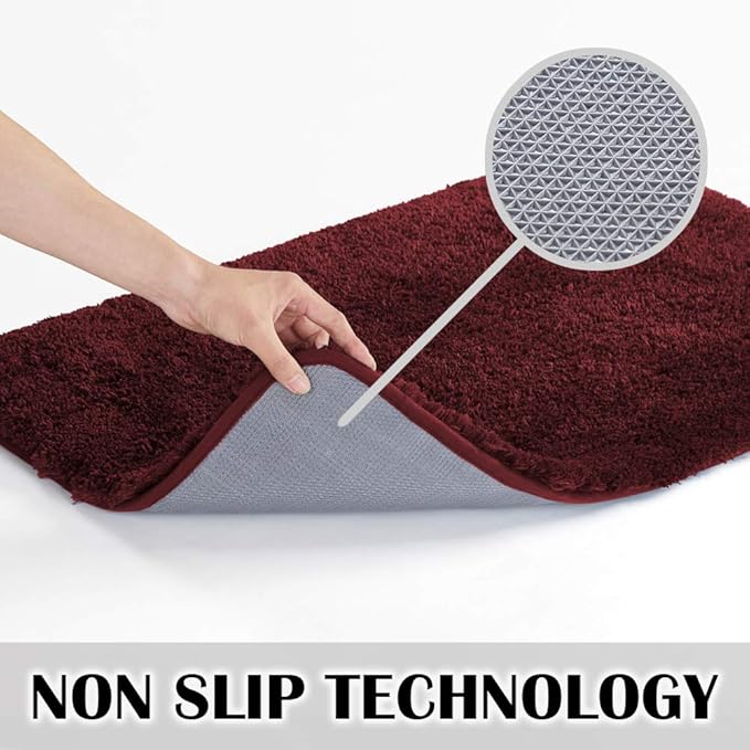 Suchtale Large Extra Soft Shaggy Bath Mat (24 x 60, Red) Machine Washable Microfiber Non Slip Luxury Bathroom Floor Mat