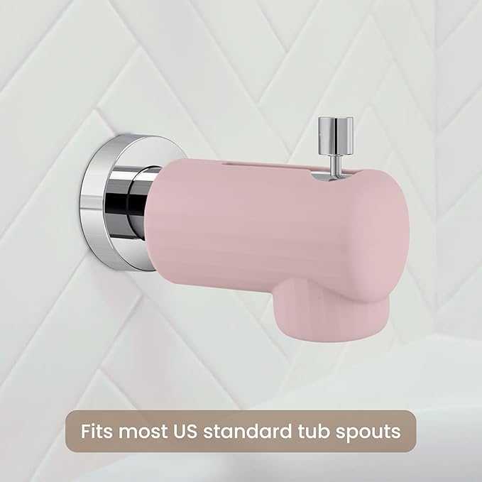 Bath Spout Cover, Soft Silicone Bathtub Faucet Cover Safety Universal Fit (Blush)