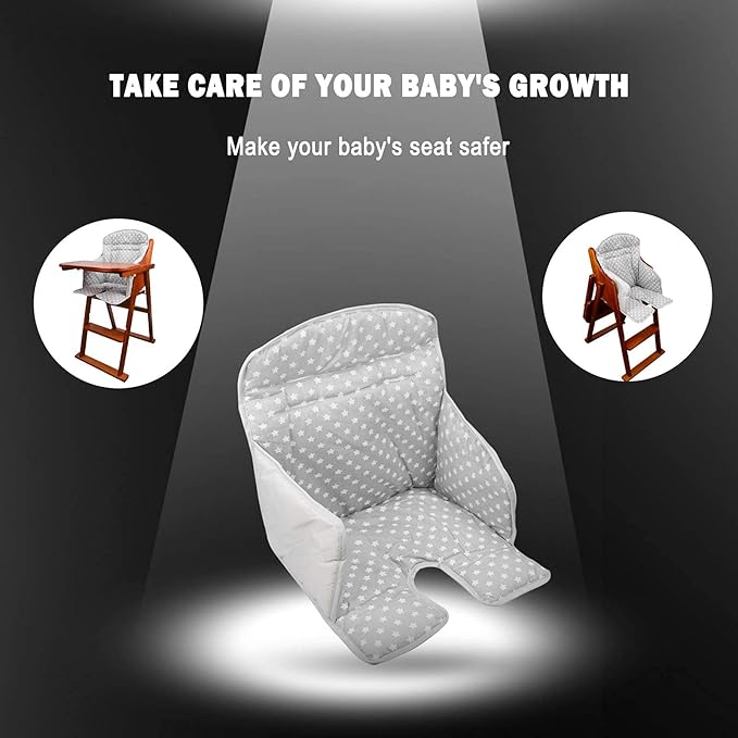 twoworld High Chair Cushion, High Chair Seat Cover for Baby Dining Hair (Gray Star)