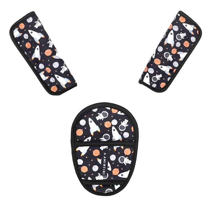 Car Seat Straps Pads for Kids, Ultra Soft Plush Car Seat Strap Covers for Kids, Infant Carseat Shoulder Pad, Hip Support for Car Seats, Pushchair, Baby Stroller. (Astronaut)