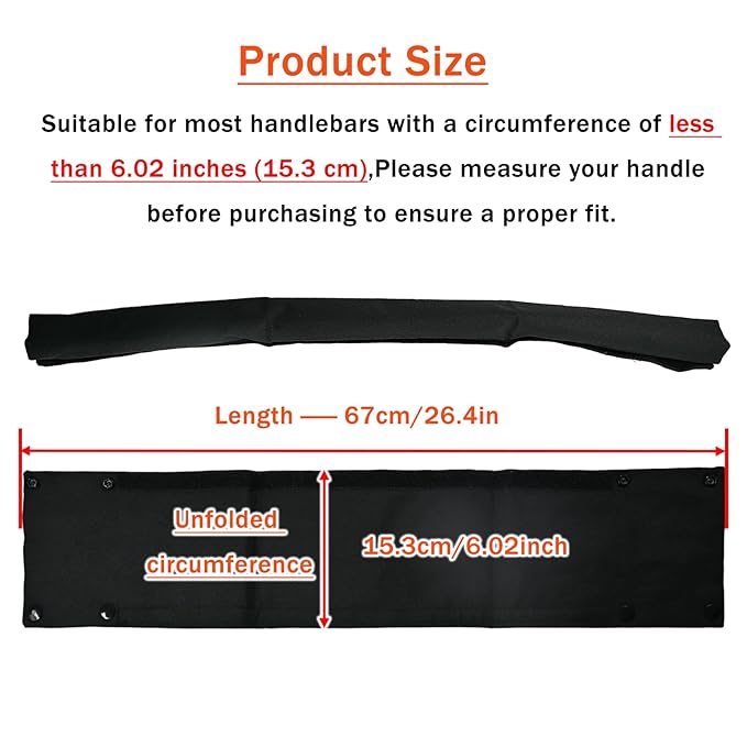 2PCS 26.4inches Armrest Handle Cover,Pushchair Handlebar Sleeve,Universal Protective Stroller Bumper Bar Covers Replacement Accessories Removable Toddler Pram Dust Proof Handle Gloves(Black)