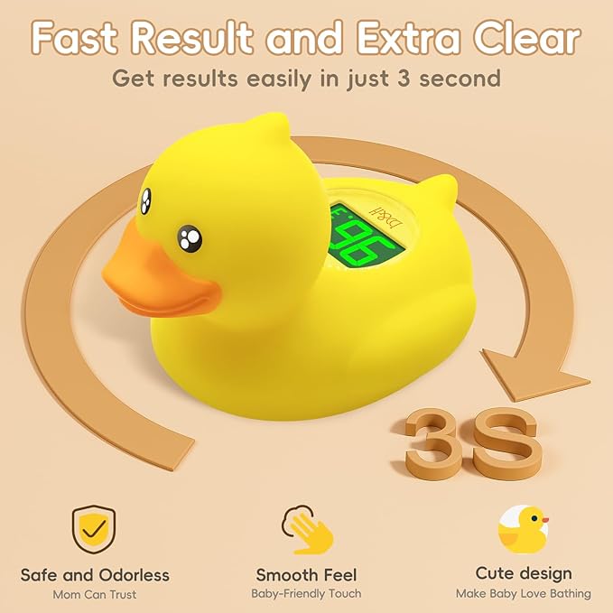 b&h Duck Rechargeable Baby Bath Thermometer - Fast Temperature Reading, Digital Water Thermometer for Bathtub and Room, Safety Infant Floating Bath Toy, Baby Bath Essentials