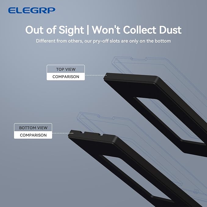 ELEGRP 4-Gang Screwless Decorative Wall Plates, Mid-Size Unbreakable Thermoplastic Faceplate Cover for Decorator Receptacle Outlet Switch, UL Listed (5 Pack, Matte Black)