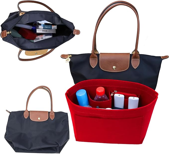 Lckaey bag Organizer Insert for Le Pliage Neo Handbags Insert Organizer1012crimson-M
