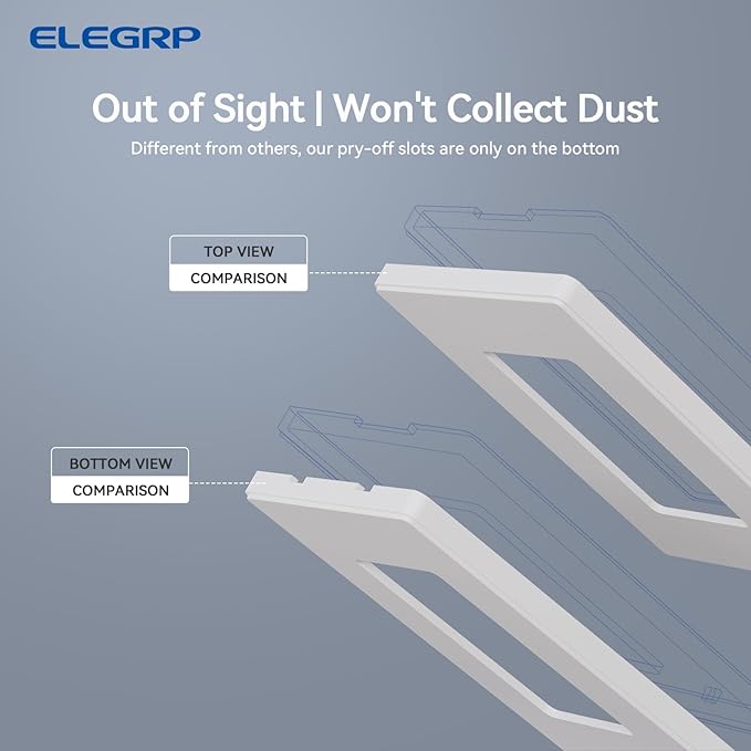 ELEGRP 4-Gang Screwless Decorative Wall Plates, Mid-Size Unbreakable Thermoplastic Faceplate Cover for Decorator Receptacle Outlet Switch, UL Listed (2 Pack, Matte White)