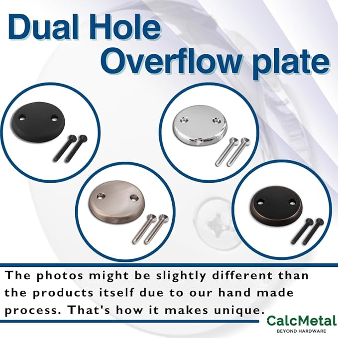 Dual Hole Bathtub Drain Overflow Plate with Two Matching Screws, Easy to Install, Plated Chrome