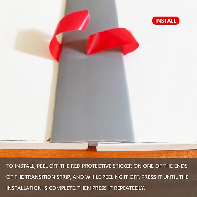 DAILISEN 9.84ft T Molding Flexible Self Adhesive T Shape Floor Transition Strip Bendable T Rubber Trim T Transition Strip for Tile to Laminate Flooring
