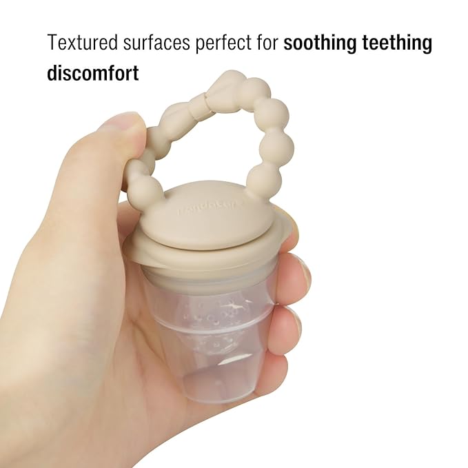 PandaEar 3 Pack Baby Fruit Food Feeder Pacifier with 3 Different Sized Pouches, Silicone Teether for Purees & Breast Milk, BPA Free Infant Solid Food Essentials for Babies 3-12 Months (Bow Series)