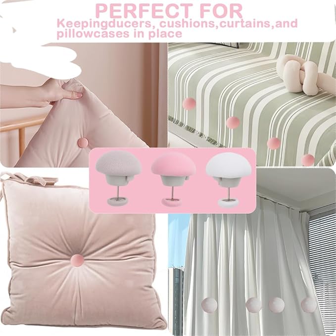 DQITJ 24 Pcs Duvet Pins and Clips Double-Sided Fasteners to Secure Comforter in Cover with Storage Box for Quilt Cushions Curtains (White, Grey and Pink)