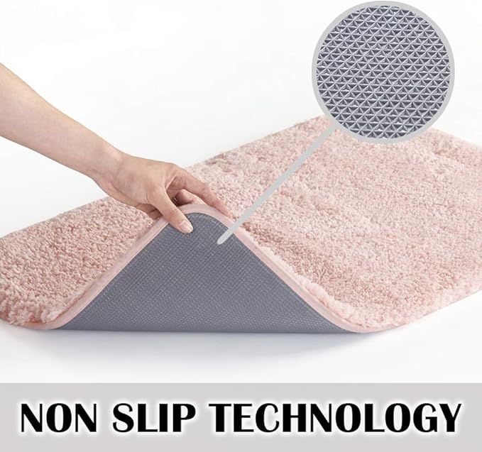 Suchtale Large Bathroom Rug Extra Soft and Absorbent Shaggy Bathroom Mat (24 x 60, Dusty Pink) Machine Washable Microfiber Bath Mat for Bathroom, Non Slip Bath Mat, Bathroom Floor Mats Rubber Back