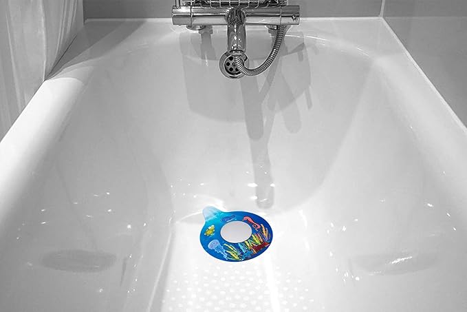 WSZCML Bathtub Drain Stopper, Silicone Tub Stopper Plug, Universal Bath Drain Cover, Beautiful Coral Reef Illustration, Kids Tots Babies Gift (Blue Whale)