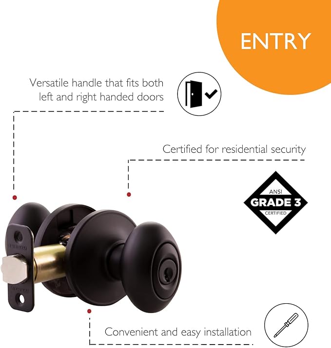 Design House 779199 Egg Keyed Entry Door Knob Matte Black