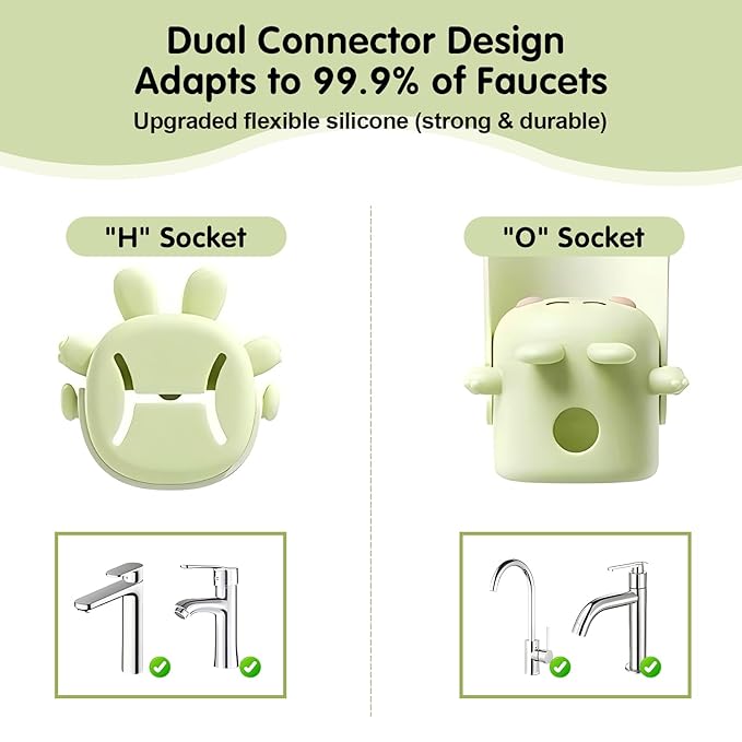 Faucet Extender Silicone Faucet Extender Temperature Sensitive for Toddlers Silicone Sink Extender Babies Kids Children (Yellow+Green/Happy Rabbit)