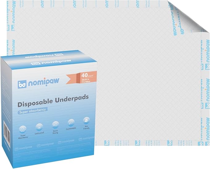 Disposable Leakproof Absorbency Underpads, 28"x39" Large Incontinence Pads with Quick Drying for Baby, Adults, Puppy, Dog Bed Pee Pads, 40 Count