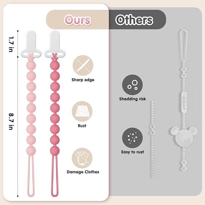 Pacifier Clips Baby Girls - Draklary 4 Pack Paci Clip Silicone Soothe Baby Binky Holder for Newborn Essentials Shower Birthday Gift Scenes