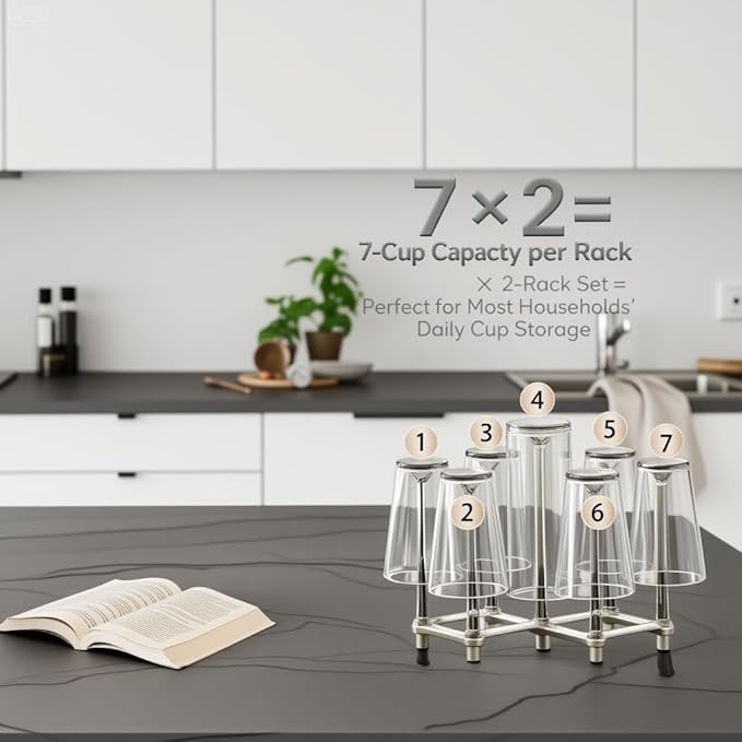 ZLRXQMQ Stretched Bottle Drying Rack – Fits Baby Glasses, Cups & Dishes – with Included Soft Rubber Cup Brush, PP Material, 2 Pcs (Gray)