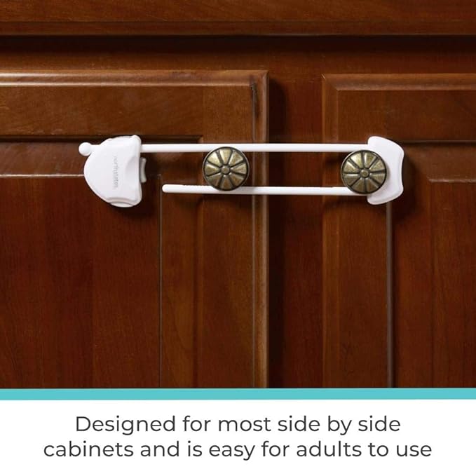 Toddleroo by North States - Large Sliding Cabinet Locks for Baby Proofing: Child Proof Cabinet Locks - 2 Pack - White