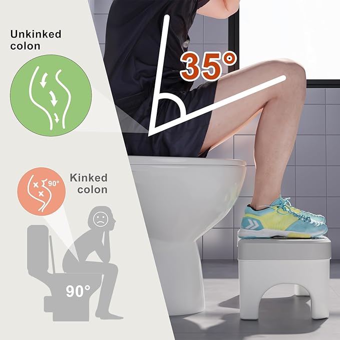 Toilet Stool Squat, Portable Foot Poop Stool for Bathroom Adults, 7 Inch Pooping Stool Toilet Leg Stand Raiser, Non-Slip Potty Step Bench for Feet, Banco para Baño, Beige