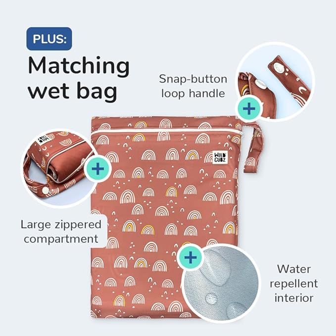 51" Heavy Duty Baby Splat Mat for Under High Chair | Includes Wet Bag | Premium Washable Toddler Mat | Baby Led Weaning | High Chair Mat for Floor | Craft Mat | Splash Mat (Boho Rainbow)