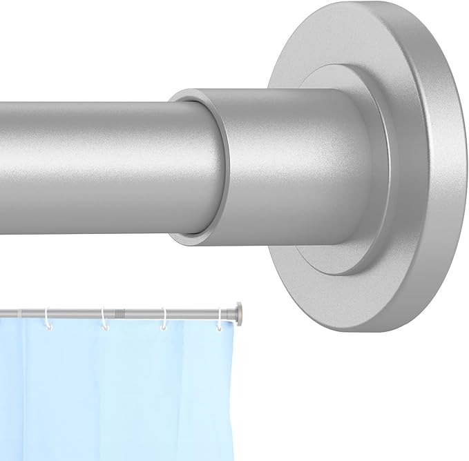 CorkLatta Silver Shower Curtain Rod 31 to 92 Inch,1 Inch Diameter Adjustable Spring Tension Stainless Steel Telescoping Rod,Easy Install,No Rust