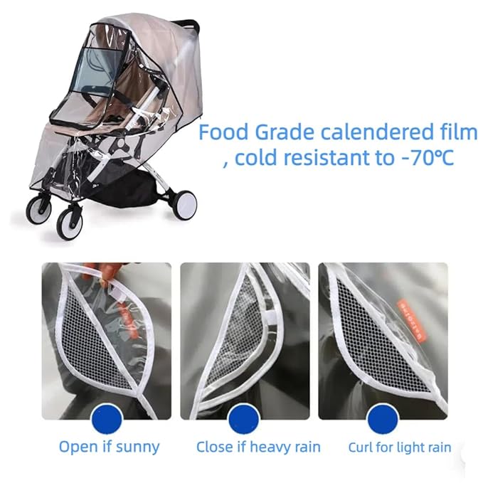 Stroller Rain Cover, Bassinet Rain Cover, Winter Stroller Cover, Universal Baby Travel Weather Shield, Breathable, Windproof, Snowproof