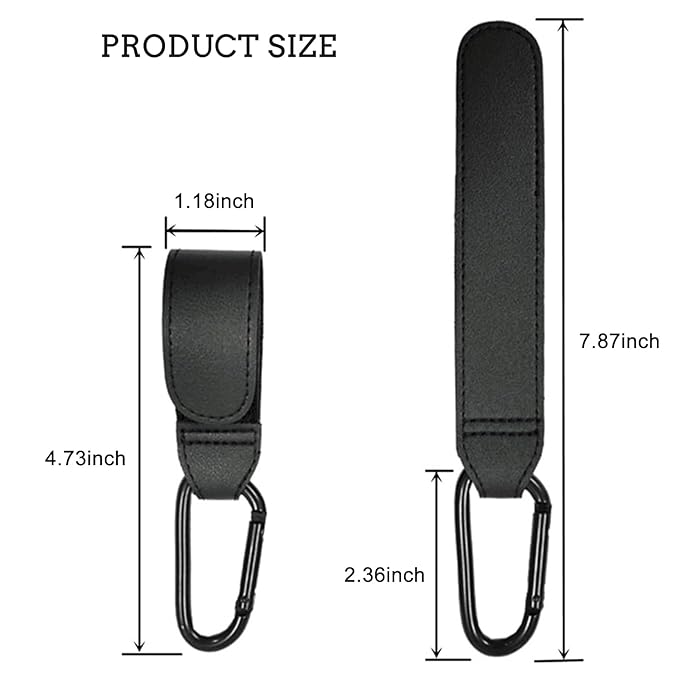 5 Pack Colorful Baby Stroller Hooks Clip for Hanging, Universal Stroller Carabiner Clip,Mommy Hook for Diaper Bag, Purse, Holder Adjustable PU Leather Hanger Clips, Gift for Babys Mom