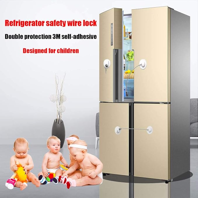 4 Pack Refrigerator Locks with 8 Keys,Child Safety Fridge Lock,Refrigerator Lock Combination,Mini Fridge,File Drawer,Toilet Seat Lock with Strong Adhesive (White)