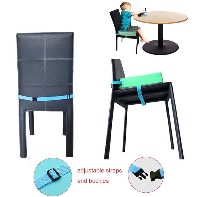 Toddler Booster Seat for Dining Table,Chair Increasing Cushion for Baby Kids,Portable Dismountable Adjustable Highchair Booster (Blue+ Green)