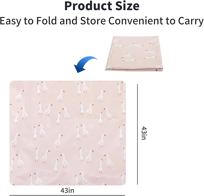 CoolaPeach Splat Mat for Under High Chair/Arts/Crafts, Washable Baby Spill Mat Waterproof Non-Slip Floor Splash Mat, Portable Baby Play Mat and Table Cloth (Goose, 43"x 43")