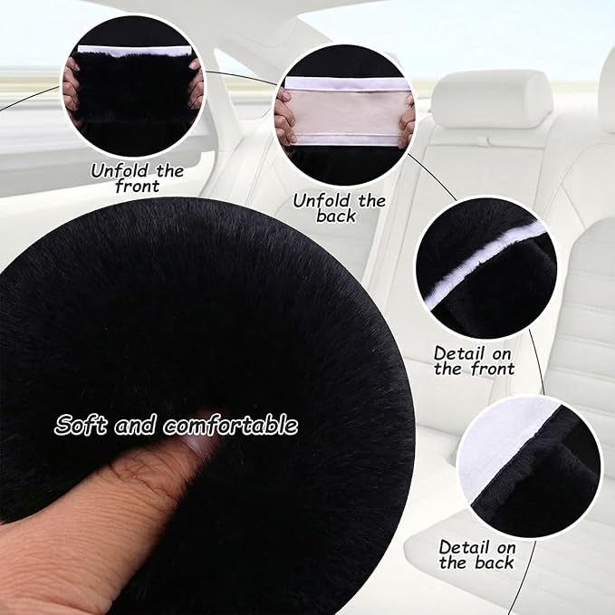 2-Pack Soft Plush Seatbelt Covers for Kids - Comfortable Seat Belt Cushion for Newborns - Car Seat/Stroller Strap Accessories - Enhanced Driving Comfort & Protection (Black)