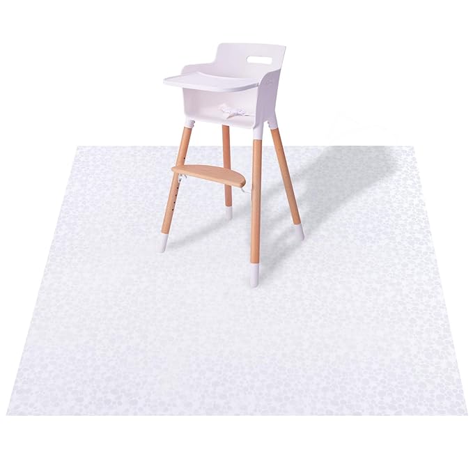 Plastic Splat Mat for Baby, Easy Cleaning Vinyl Floor Mat for Eating Messes, Waterproof High Chair Floor Protector Feeding Cover by MatLeya