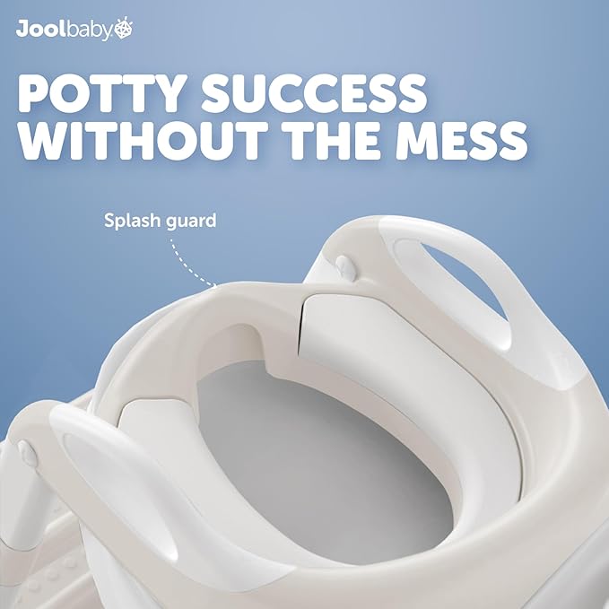 Jool Baby Potty Training Seat with 2 Step Ladder for Toddlers - Splash Guard, Adjustable Height (Oatmeal)