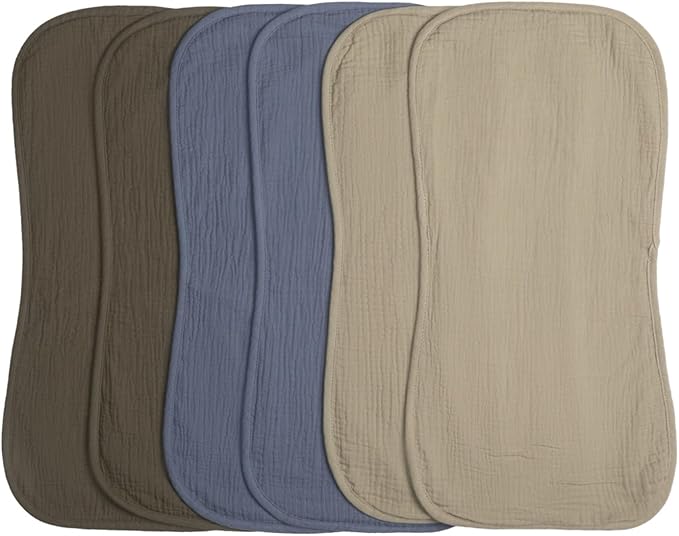 COOROBIN Muslin Burp Cloths 20" x 10",100% Cotton Pack of 6r, Extra Soft and Absorbent,Suitable for both boys and girls