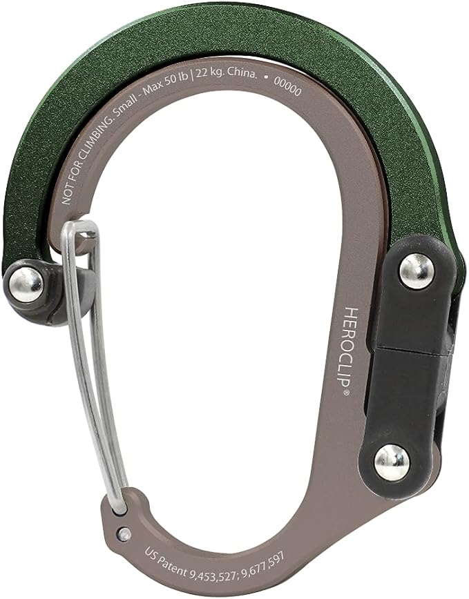 GEAR AID HEROCLIP (Small) Carabiner Gear Clip and Hook, for Hanging Bags, Purses, Lanterns, Strollers, Tools, Helmets, Water Bottles, and More