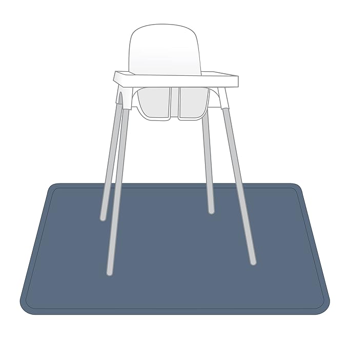 BapronBaby Minimalist Dusty Blue Splash Mat - Waterproof Catch-All for Under High Chairs, Floors, Tables, Playtime or Arts & Crafts - Machine Washable - 45" x 45”