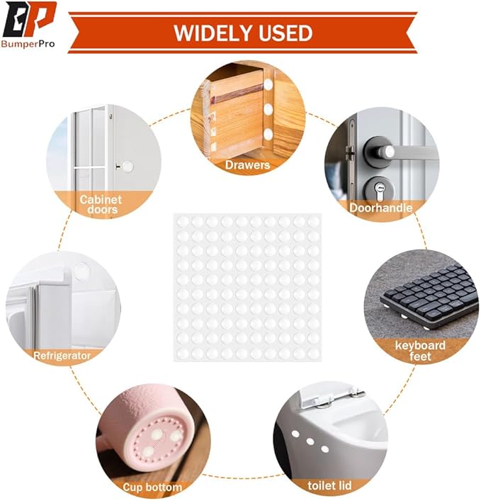 128PCs Self Adhesive Cabinet Door Bumpers 1/2", Silicone Clear Rubber Bumpers - Cabinet Door Damper, Adhesive Rubber Feet Pads, Cabinet Door Stops, Cabinet Stoppers Rubber