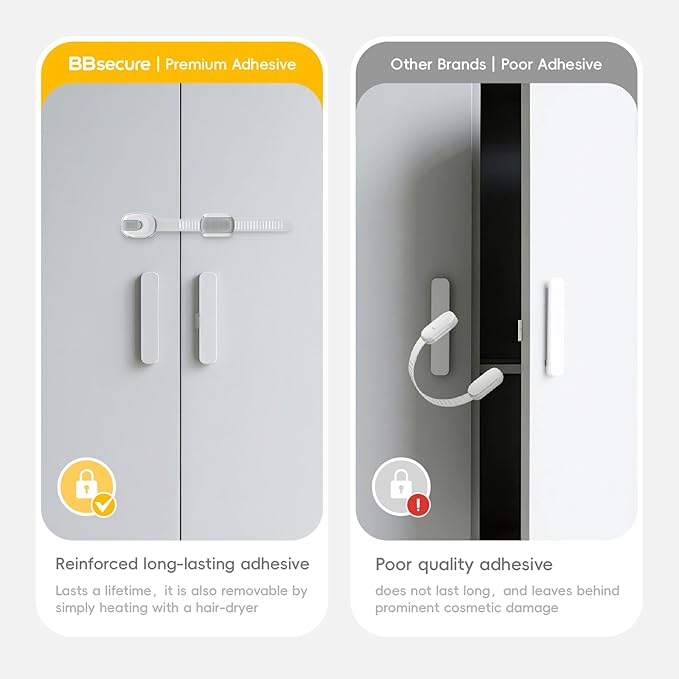 12 Packs Cabinet Locks Baby Proofing, Child Proof Cabinet Locks with 3M Adhesive, No-Drill Child Safety Cabinet Lock, Flexible for Drawer, Door, Fridge, Trashcan, Toilet Seat, Pantry