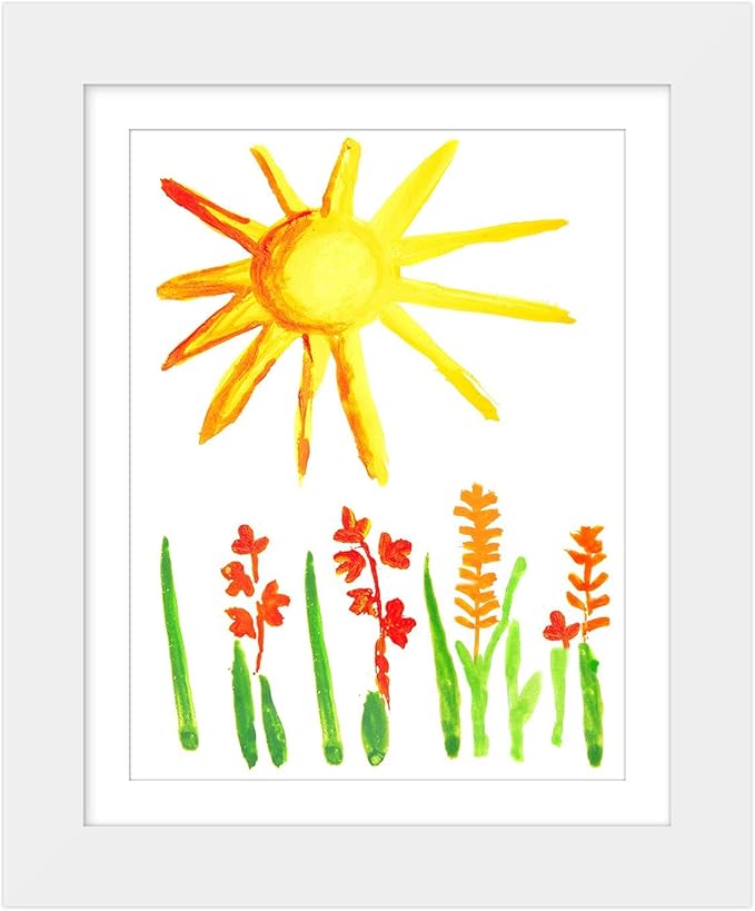 Americanflat Kids Artwork Frame Changeable (White) - Magnetic Door Holds 100 Art Pieces - 8.5x11 Letter Size Display with Mat or 10x12.5 Without Mat - My Mini Masterpiece