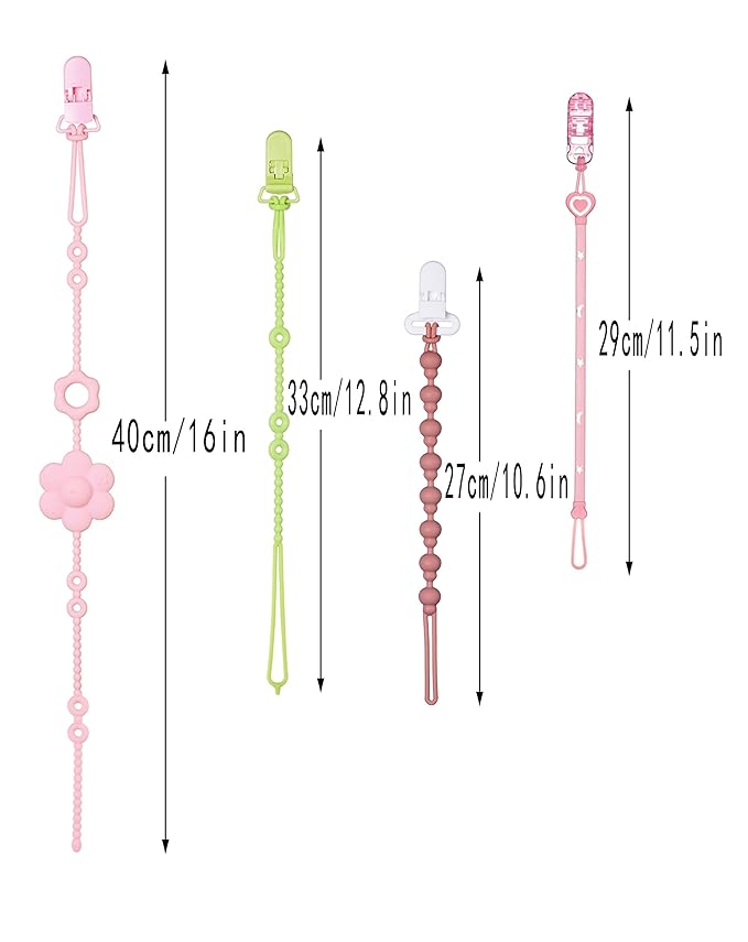 Pacifier Clips & Toy Straps 2-in-1 Combo: 10 Pack with Locking Clips | Extra Long Tethers for Stroller/Car Seat Toys + Short Leashes for Baby Pacifiers & Teethers | BPA Free Silicone (Multicolor 2)