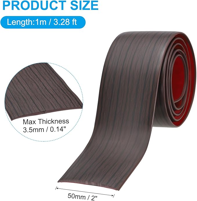 PATIKIL Self Adhesive Floor Transition Strip 2 in x 3 Ft, Vinyl Laminate Floor Flat Divider for Joining Floor Gaps Doorways Carpet Cover Floor Tiles Black Walnut