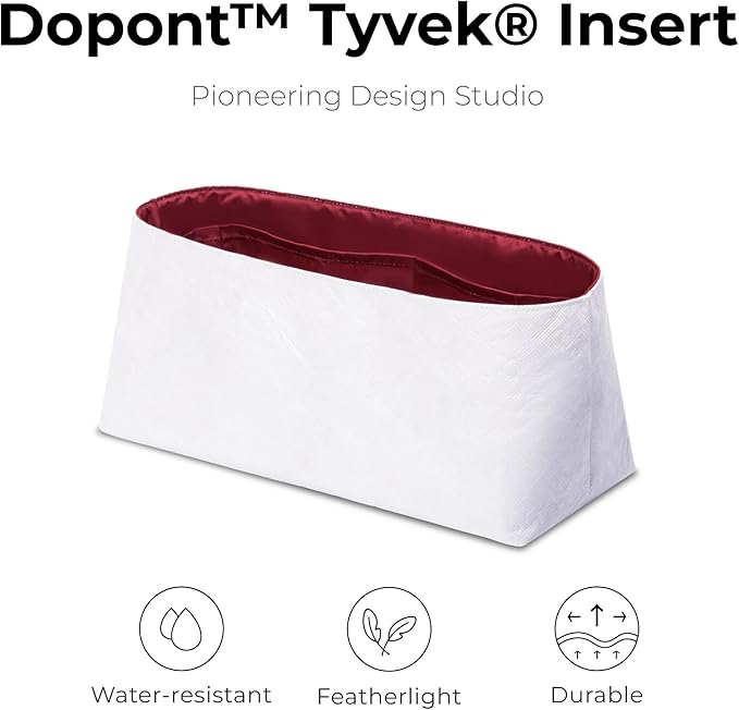 Tote Bag Organizer Insert for LV Carryall MM Handbag, Custom Fit Inside Premium Bordeaux Red Lightweight WaterResistant Purse Insert with Cup Holder Accessories