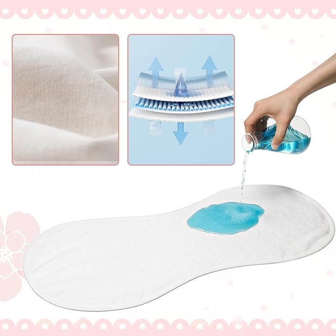 Hahafelt 3 Pcs Changing Pad Liners Fits in Peanut Shape Changing Pad Waterproof Diaper Mats Organic Cotton Peanut Mats are Warm on Baby's Back, Washable Reusable(Cute Style,Pink)