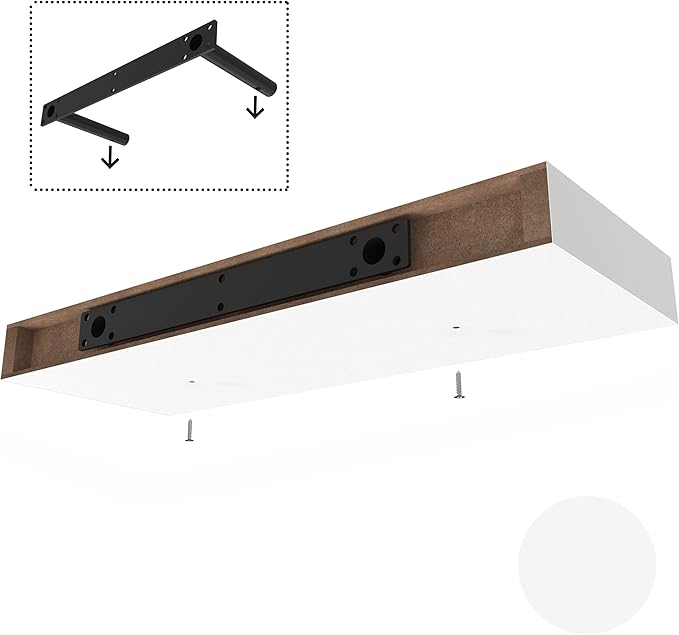 Ballucci Floating Shelf, 36" Wood Wall Shelf with Invisible Brackets for Bathroom, Living Room, Bedroom, Kitchen, Nursery, 6" Deep, White