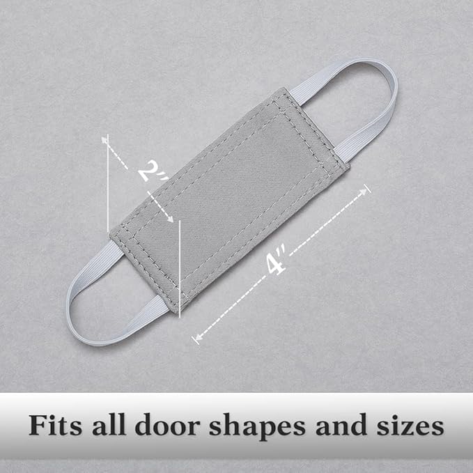 PONY DANCE Baby Door Latch Cover Closer - Nursery Door Silencer with Strong Elastic Straps, Thick Solid Cushion for Noise Reduction, Prevents Slamming, 3 Pieces, 4W x 2L Inches, Silver Grey