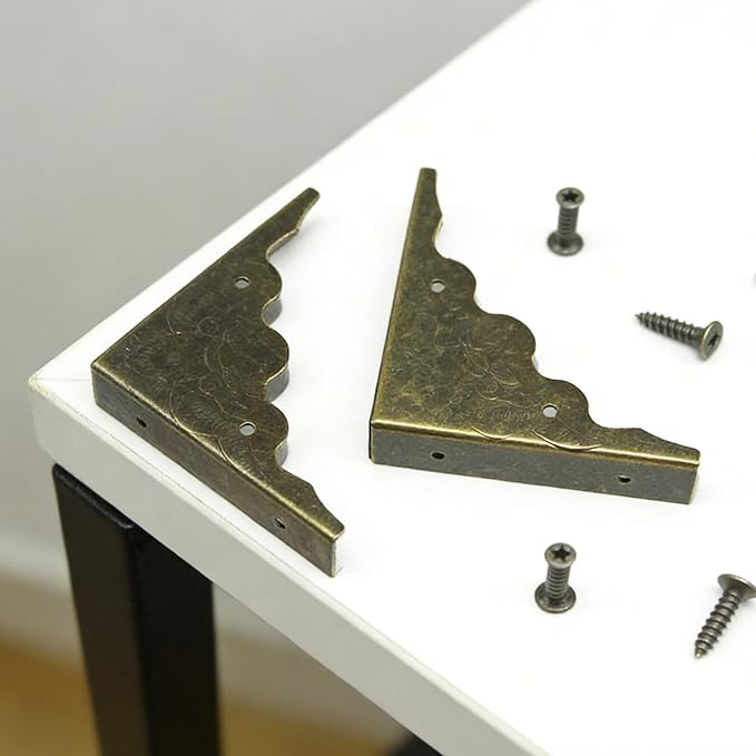40 Pcs Metal Furniture Corner Protector,Antique Decorative Corner for Jewelry Box,for Storage Box Jewelry Case Cabinet Wooden Chest Etc. (Antique Bronze)